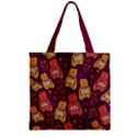 Lucky Cat Aztec Dark Red Zipper Grocery Tote Bag View1