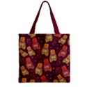 Lucky Cat Aztec Dark Red Zipper Grocery Tote Bag View2