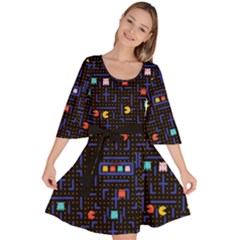 Maze Cartoon Black Fun Velour Kimono Dress by CoolDesigns