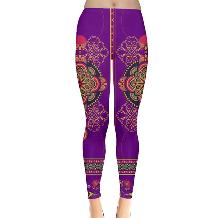 Floral Purple Vintage Aztec Leggings 