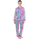 Cute Flamingos Pink & Sky Blue Satin Long Sleeve Pyjamas Set View1