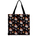 Pet Pattern Kitty Cat Black Zipper Grocery Tote Bag View1