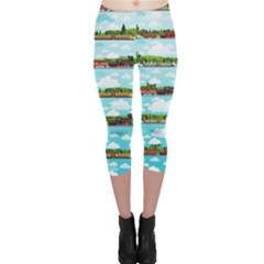 Travel By Train Capri Leggings  by CoolDesigns