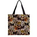 Cat & Tiger Tan Pattern Zipper Grocery Tote Bag View2