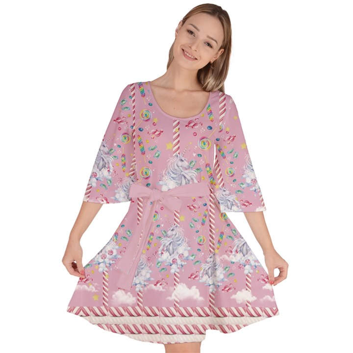 Unicorn Orchid Lollipop Candy Cupcake Sweet Land Velour Kimono Dress