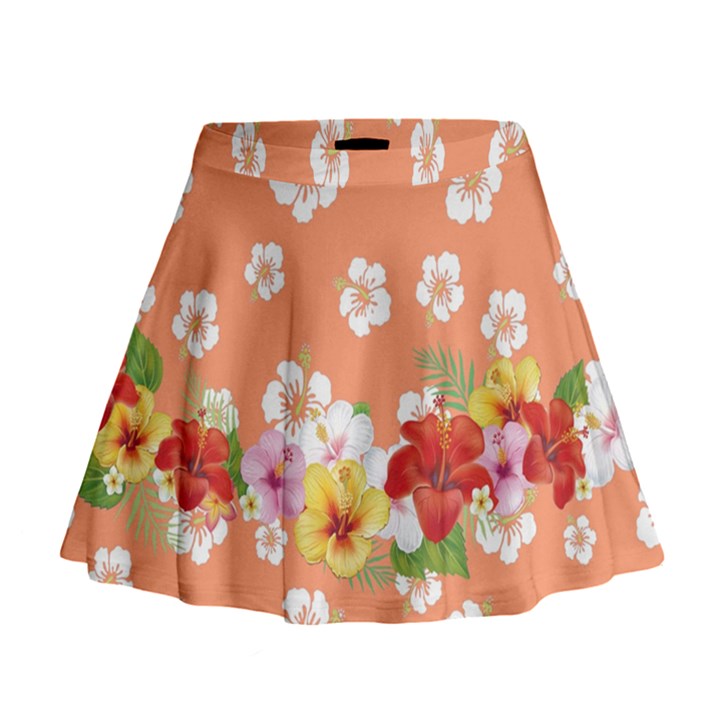 Orange Hawaii Mini Flare Skirt