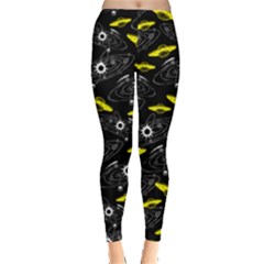 Milky Way Planets Black Space Leggings  by CoolDesigns