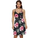 Hawaii Floral Black V-Neck Pocket Summer Dress  View1