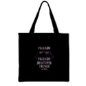 Black Funny Friends Pattern Zipper Grocery Tote Bag View1