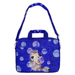 Blue Bubbles Cute Cat 13  Shoulder Laptop Bag  by CoolDesigns