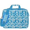 Deep Sky Blue Floral Pattern 13  Shoulder Laptop Bag  View3