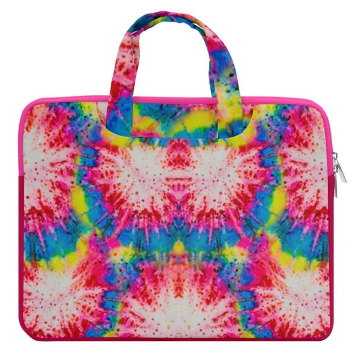 Bright Colorful Tie Dye Double Pocket 16  Laptop Bag