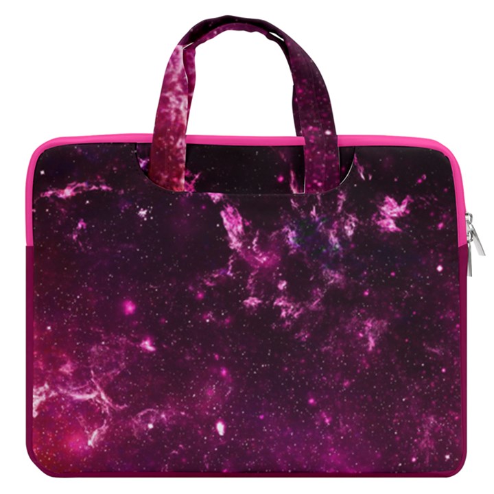 Dark Magenta Space Marble Pattern Carrying Handbag Laptop 16  Double Pocket Laptop Bag 