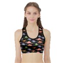 Cute Dinosaurs Black Sports Bra with Border View1