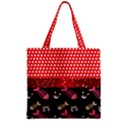 Pet Fish Bones Pattern Red Polka Dots Zipper Grocery Tote Bag View1