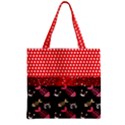 Pet Fish Bones Pattern Red Polka Dots Zipper Grocery Tote Bag View2