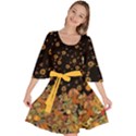 Sunflowers Black Autumn Pumpkins Shade Turkey Velour Kimono Dress View1