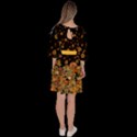 Sunflowers Black Autumn Pumpkins Shade Turkey Velour Kimono Dress View4