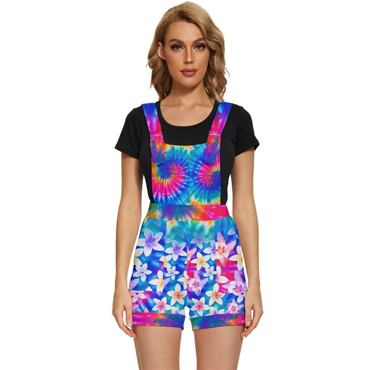 Rainbow Vintage Lily Tie Dye Short Overalls