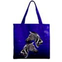 Purple Blue Zebra Pattern Zipper Grocery Tote Bag View1