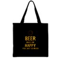 Black & Yellow Beer Makes Me Happy Zipper Grocery Tote Bag View1