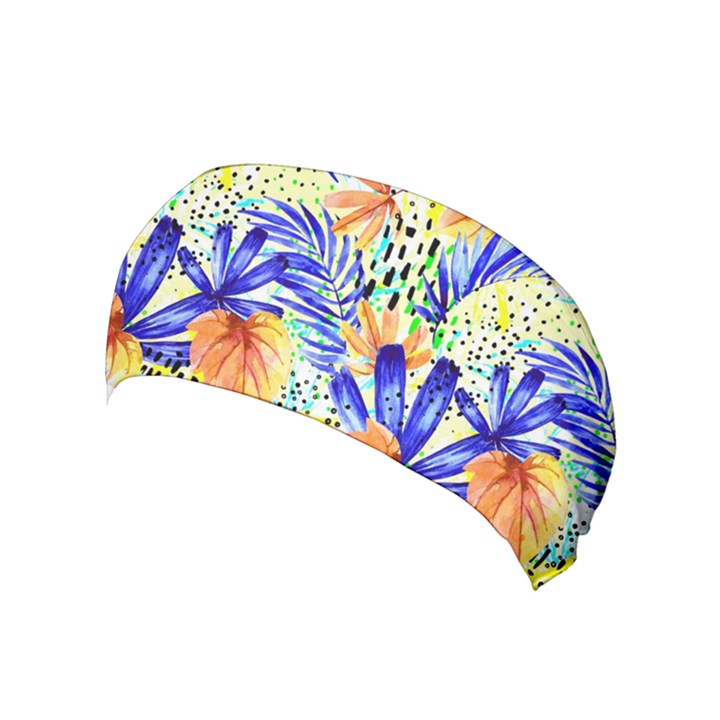 Light Yellow Floral Patchwork Paint Yoga Headband