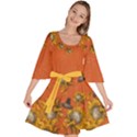 Autumn Sunflowers Orange Floral Velour Kimono Dress View1