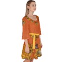 Autumn Sunflowers Orange Floral Velour Kimono Dress View3