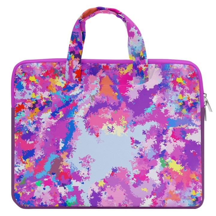 Violet Paint Brushed Galaxy Floral Stylish Carrying Handbag Laptop 16  Double Pocket Laptop Bag 