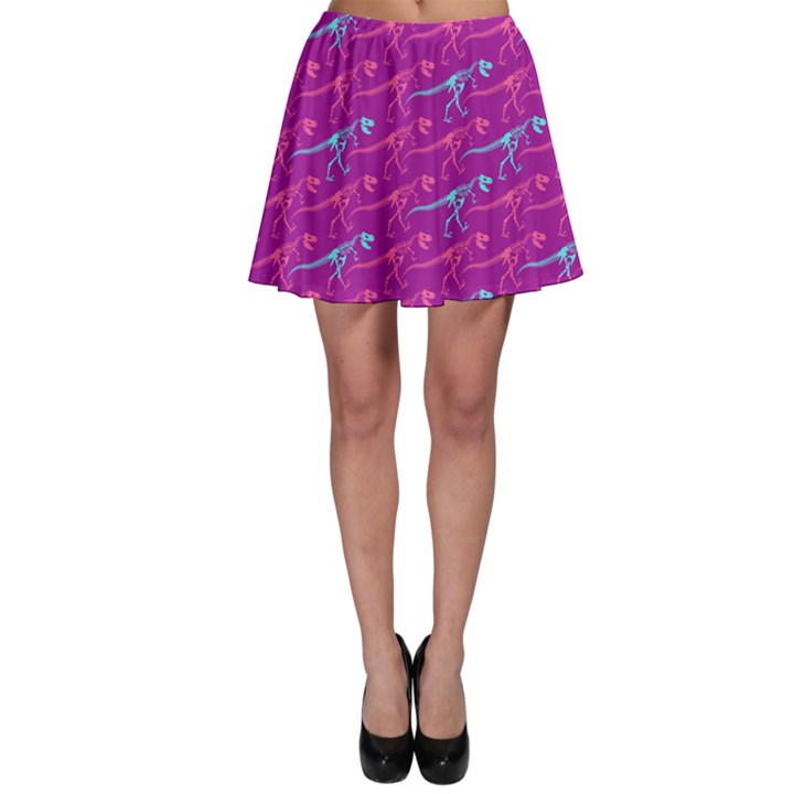 Sharp Bones Dark Magenta Dinosaur Skater Skirt