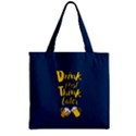 Dark Steel Blue Funny Think Later Pattern Zipper Grocery Tote Bag View1