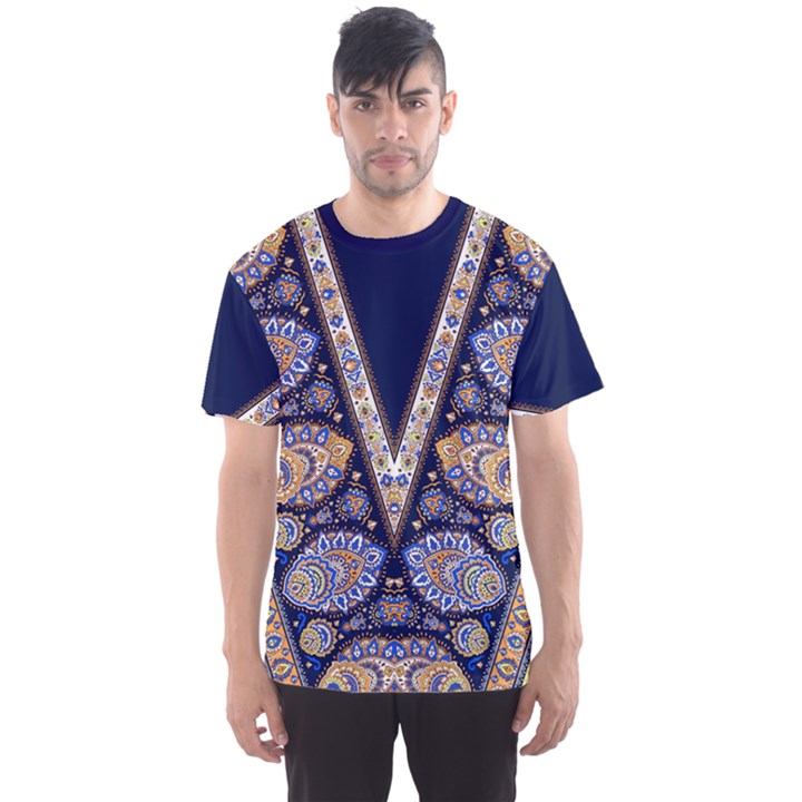 Blue Traditional African Print Dashiki Men s Sports Mesh Tee