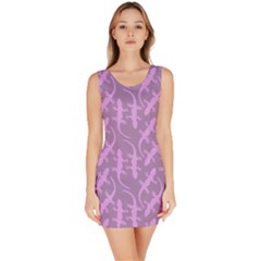 Purple Tone Cute Gecko Shape Pattern Bodycon Dress by CoolDesigns