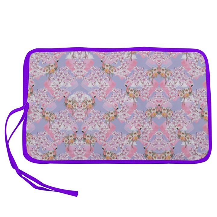 Cherry Blossoms Flamingo Lavender Pen Storage Case