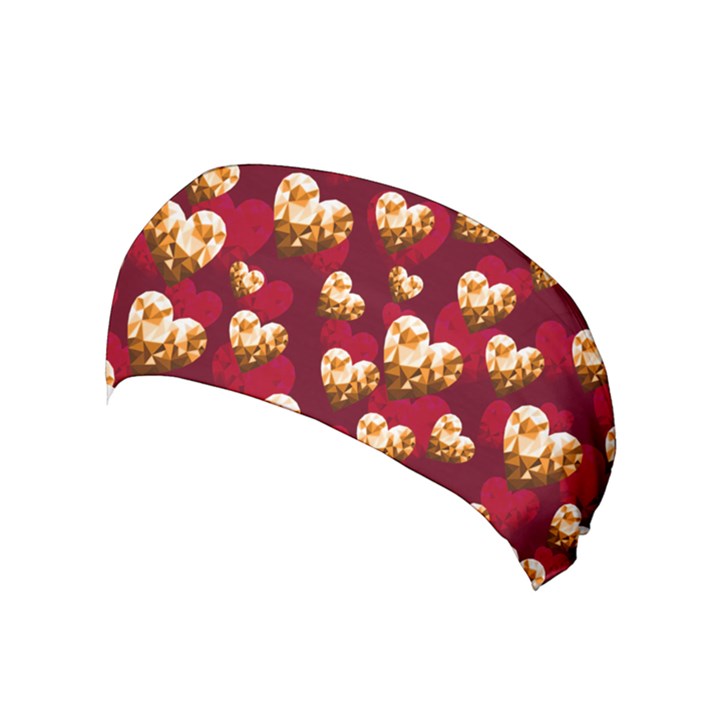 Heart Shapes Dark Red & Gold Valentines Day Yoga Headbands