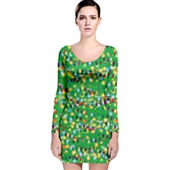 Xmas Light Bright Green Christmas Long Sleeve Velvet Bodycon Dress