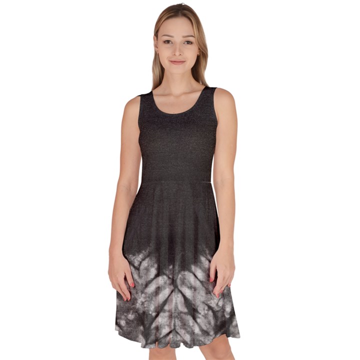 Tie Dye Dark Gray Knee Length Skater Dress With Pockets