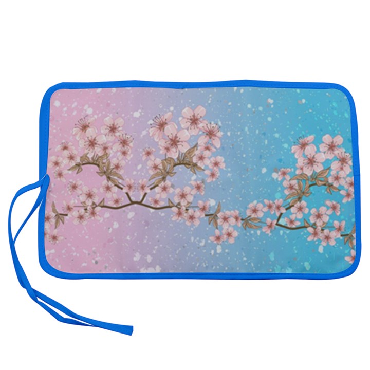 Light Blue & Pink Pantone Japanese Style Cherry Blossom Pen Storage Case