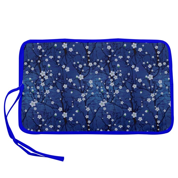 Dark Blue Japanese Cherry Blossom Tree Pen Storage Case