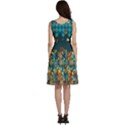 Teal & Dark Cyan Autumn Leaves Sleeveless V-Neck Skater Dress with Pockets View4