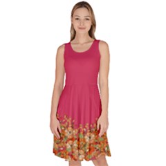 Beautiful Anemone Flower Crimson Garden Knee Length Skater Dress With Pockets