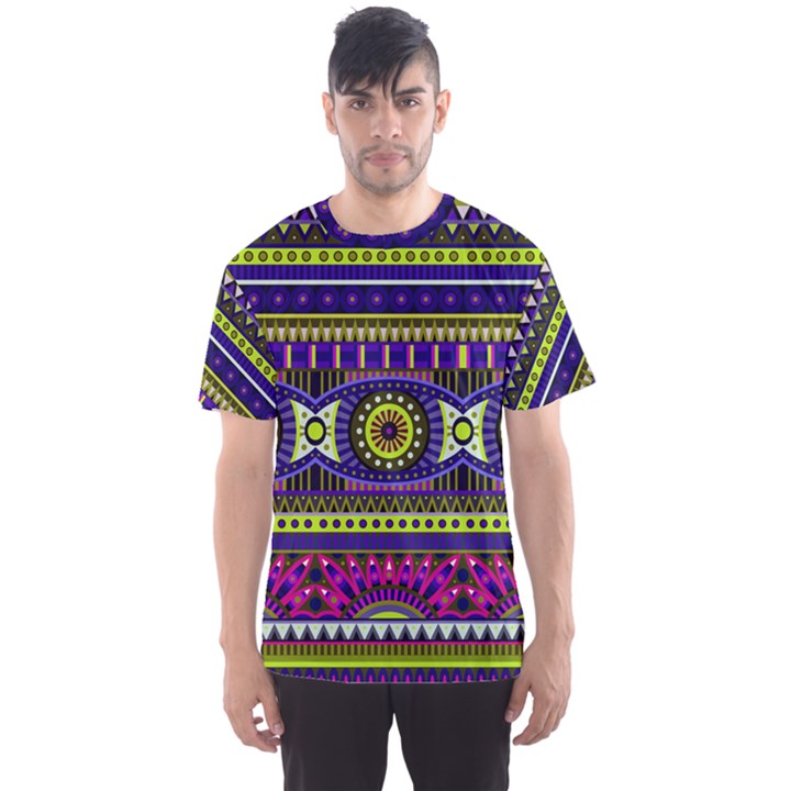 Tribal Purple Classic African Print Men s Sports Mesh Tee