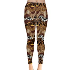 Africa Safari Animal Digital Print Brown Stretch Leggings