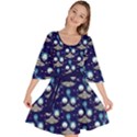 Rick Morty in Space Frizzle Letter Dark Blue Velour Kimono Dress View1