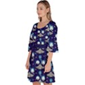 Rick Morty in Space Frizzle Letter Dark Blue Velour Kimono Dress View2