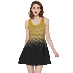 Gold Shinny Glitter Black & Blue Pattern Inside Out Reversible Sleeveless Dress by CoolDesigns