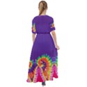 Colorful Tie Dye Purple Waist Tie Boho Maxi Dress View2