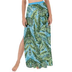 Summer Hawaii Palm Leaves Aqua Maxi Chiffon Tie-up Sarong by CoolDesigns