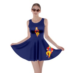 Circus Dark Blue Magician Dancer Design Skater Dress by CoolDesigns