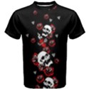 Roses Black Skulls Print Cotton Tee View1